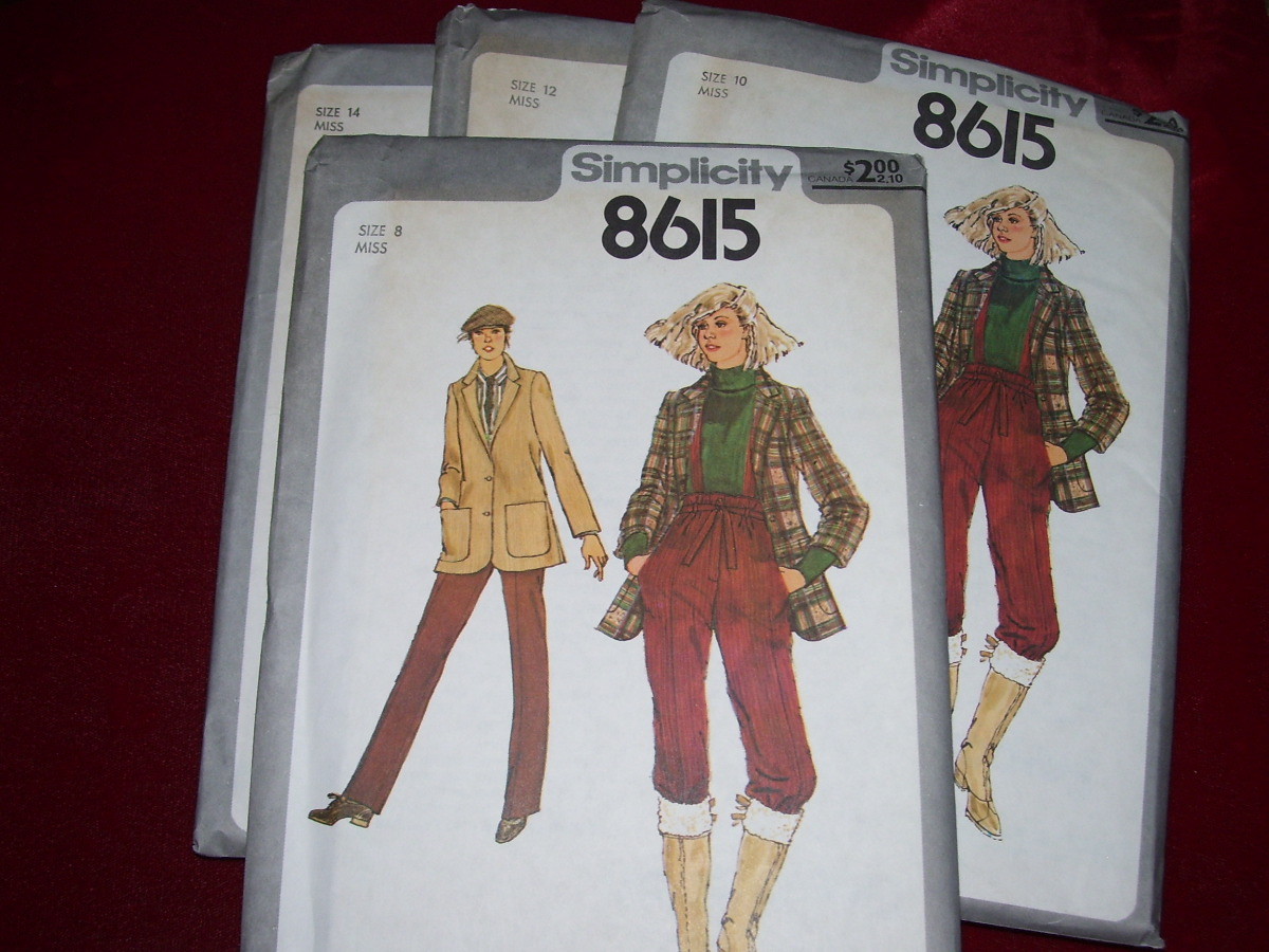 🌻1978 UNCIRCULATED SIMPLICITY 8615-LADIES SUSPENDER PANTS-JACKET PATTERN 8-14FF