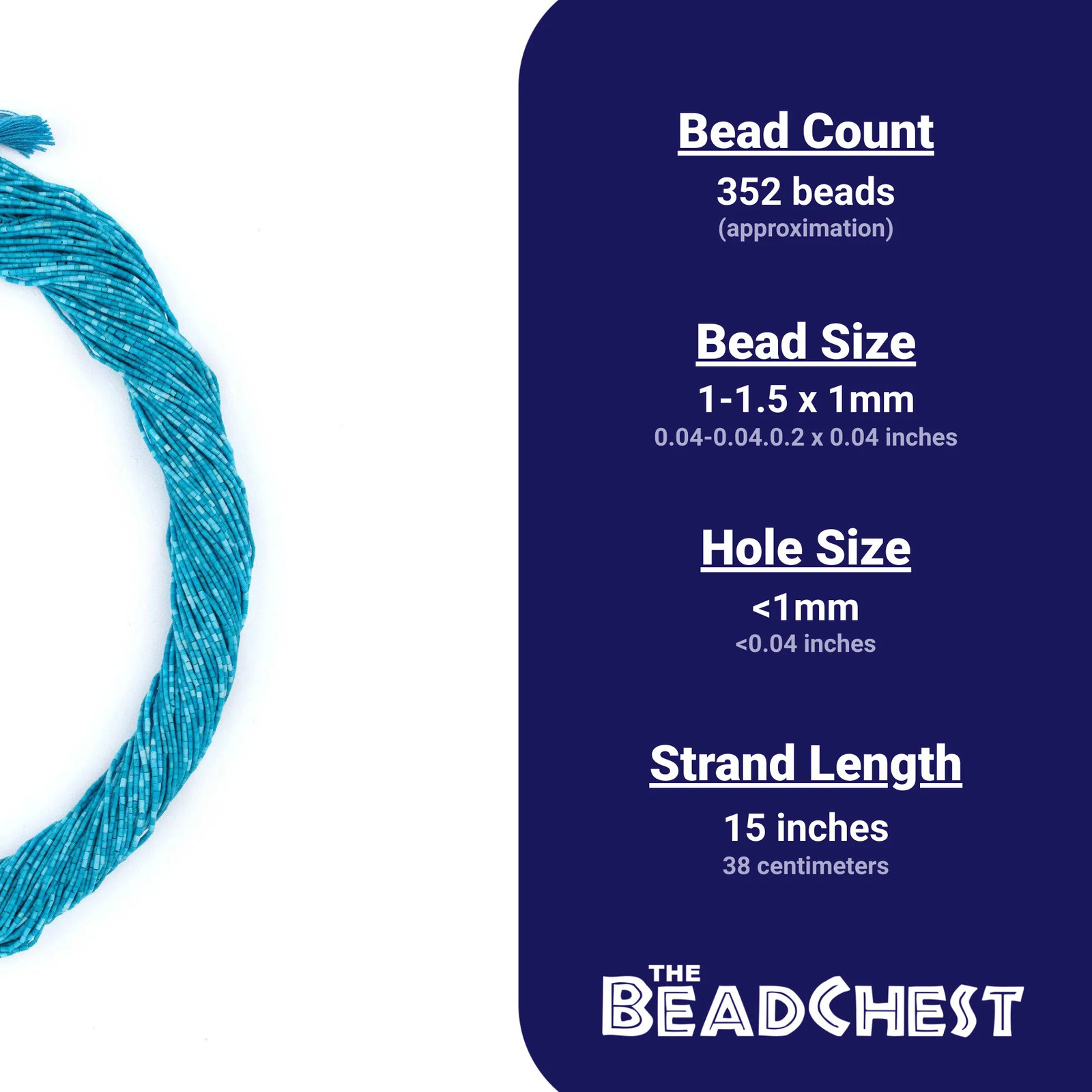Extra Tiny Blue Turquoise Cylinder Beads 1mm Afghanistan Gemstone 15 Inch Strand