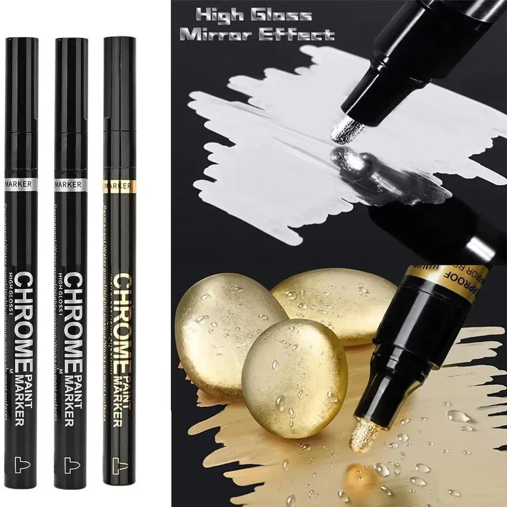 Liquid Chrome Markers Set, Permanent Mirror Pens for Plastic, Metal, Art