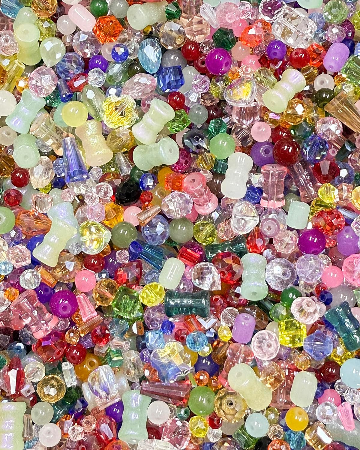 One Pound Assorted Glass Beads for Jewelry Making, 2-16Mm Colorful Crystal Beads