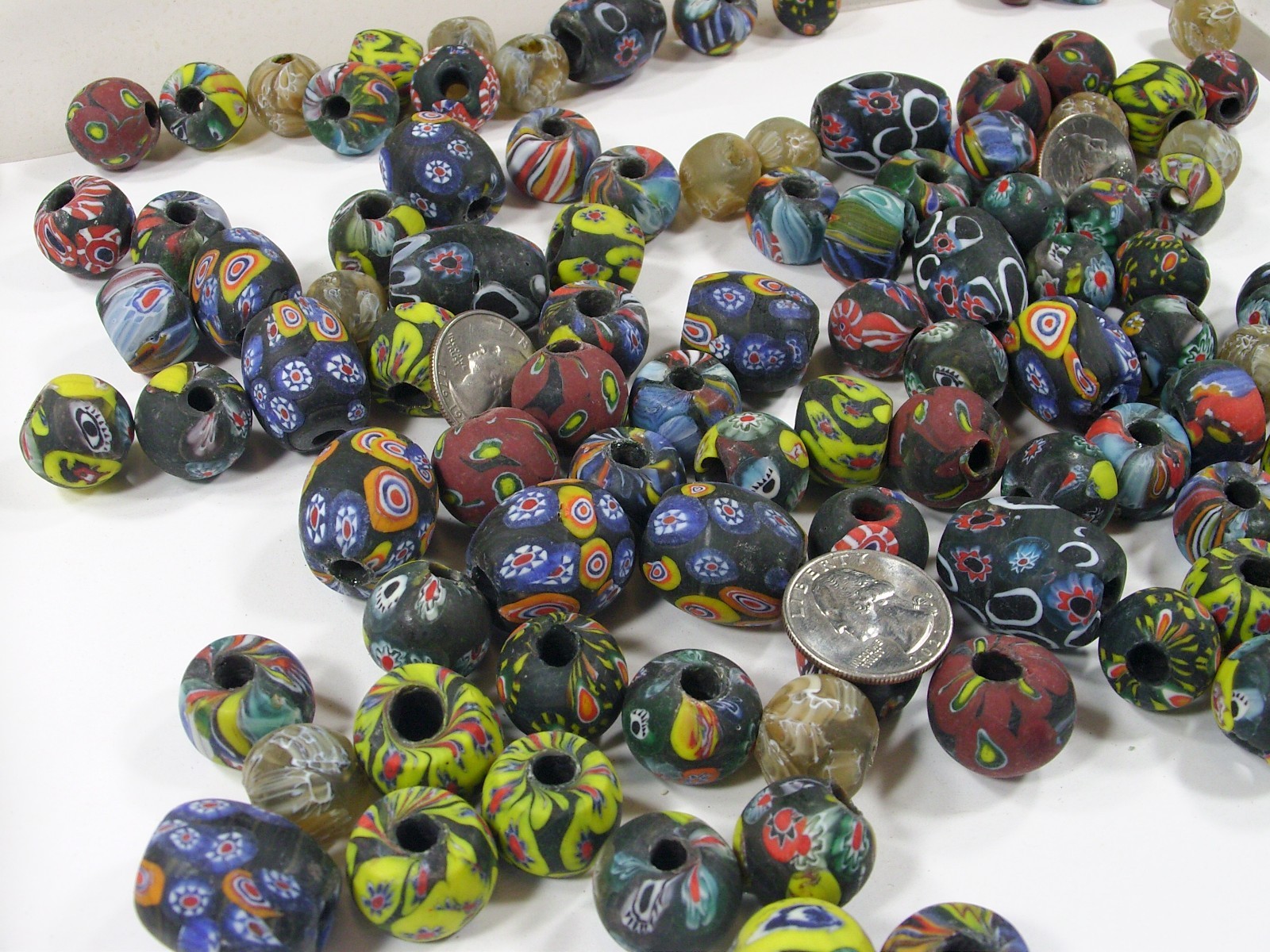 2 Pounds Assorted Shapes and Sizes India Handmade Replica Africa Beads (OLP-1)⭐