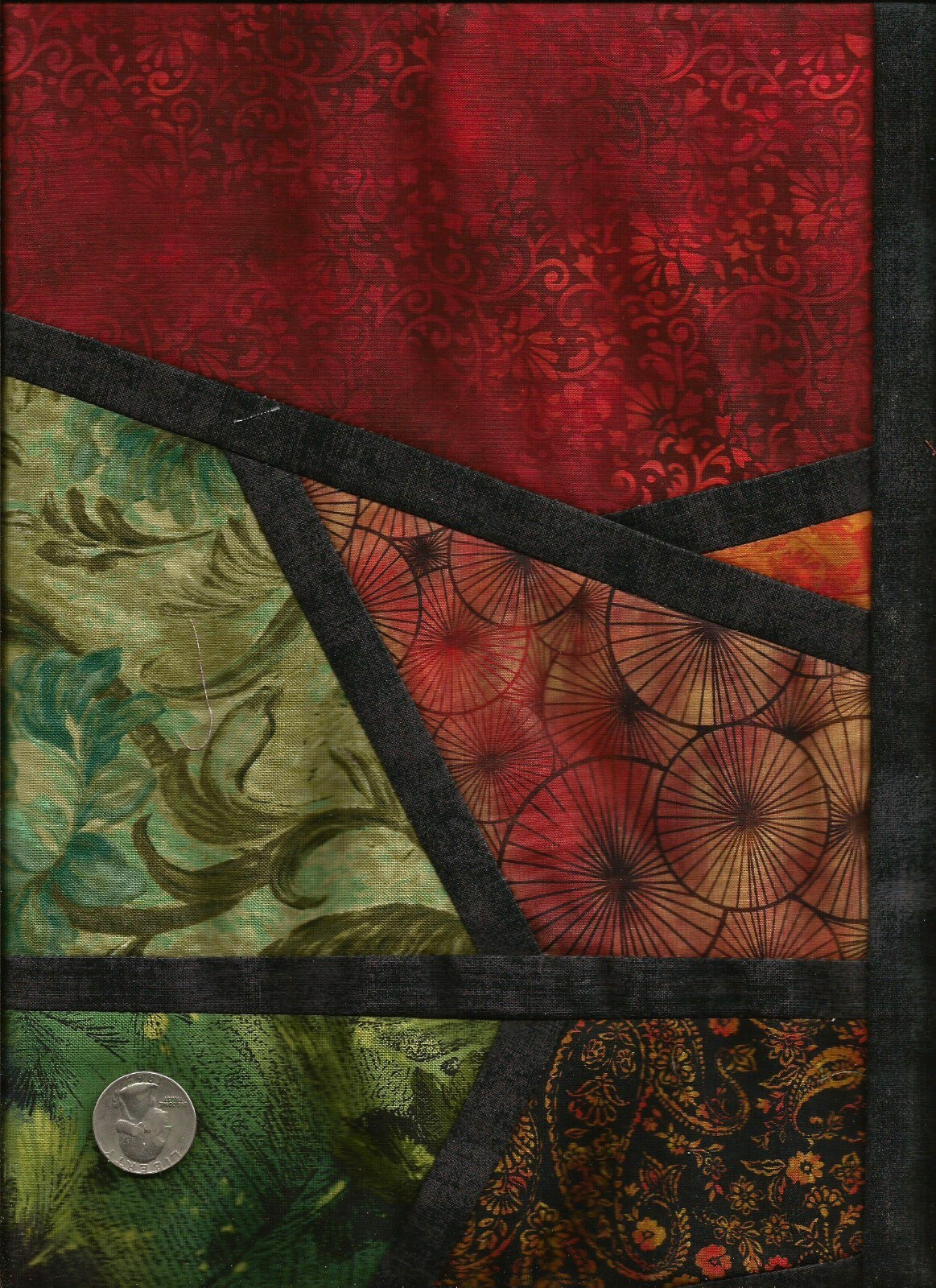 A Bright & Bold Mosaic Pattern Quilt Top by Jordan Fabrics- (70 x 80 approx)