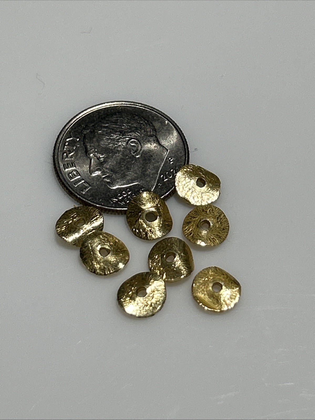 8 Gold-finished copper, 0.5mm brushed wavy Rondelle Bead