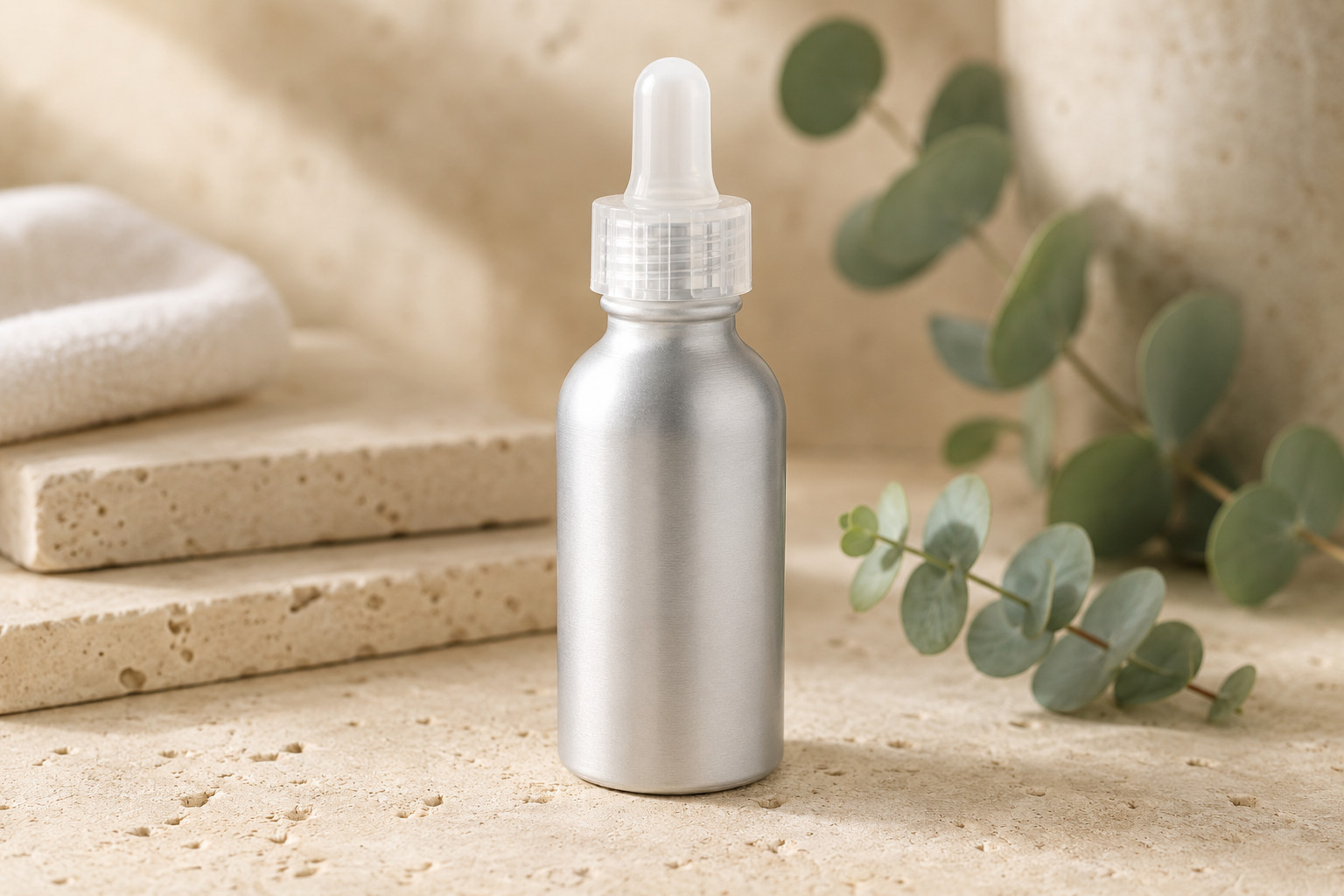 1oz/30ml Aluminum Dropper Bottle – w/Graduated 1ml Pipette – Child Resistant Cap