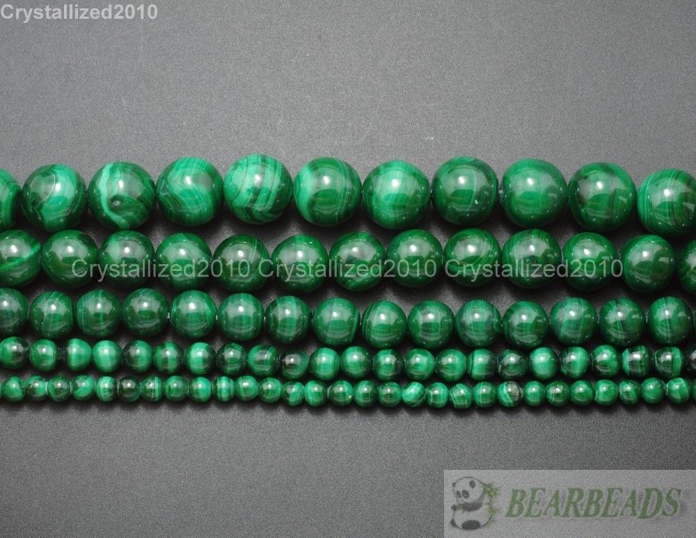 Grade AAA Natural Malachite Gemstone Round Beads 4mm 6mm 8mm 10mm 12mm 15.5″