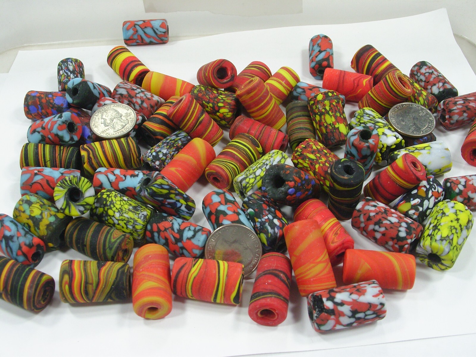2 Pounds Large Multicolor India Handmade Millefiori Glass Beads Bulk (MNP-9) ⭐