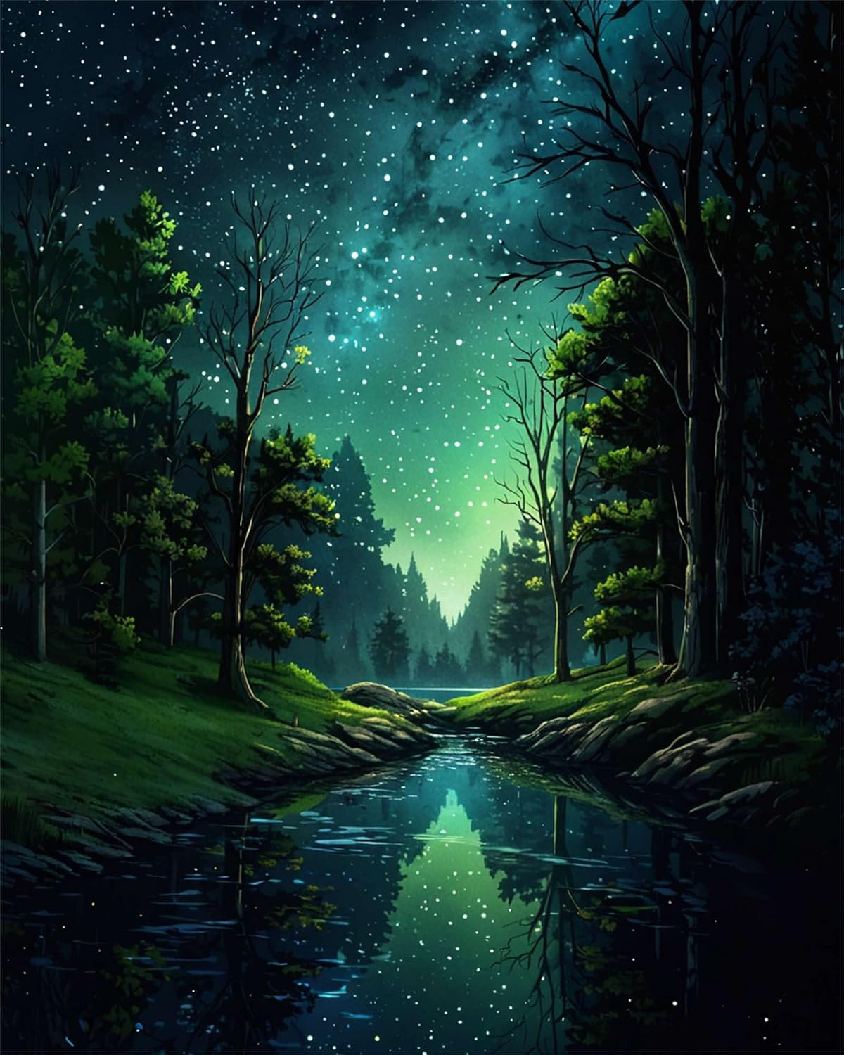 Ldazao Starry Night Paint by Numbers Kit for Adults Beginner Forest Adult Paint
