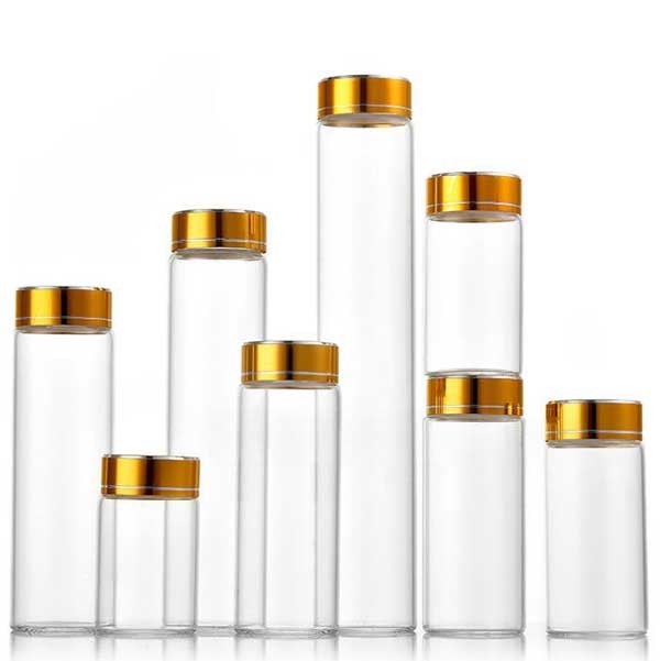 Bulk Buy Empty 5ml-200ml Clear Glass Jar Bottles With Aluminum Gold Line Caps AP