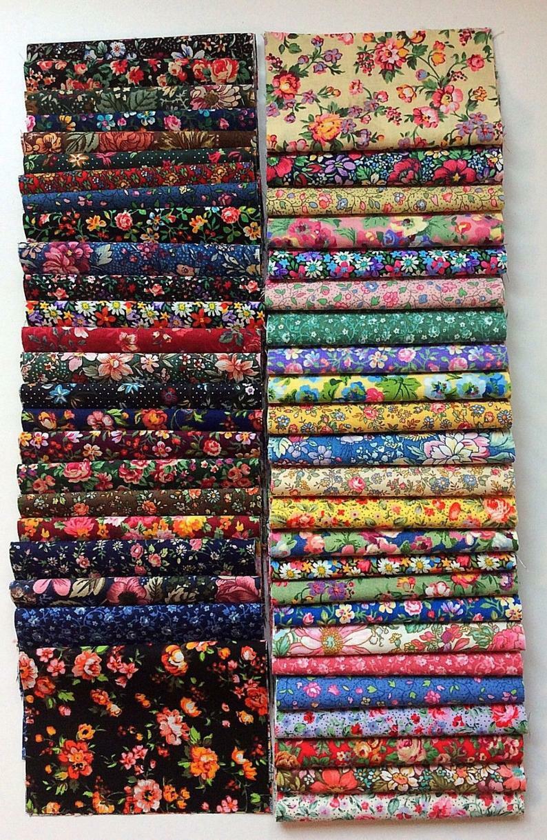 Vintage Florals pre cut charm pack 5″ squares fabric quilt scrap cotton 96 pcs