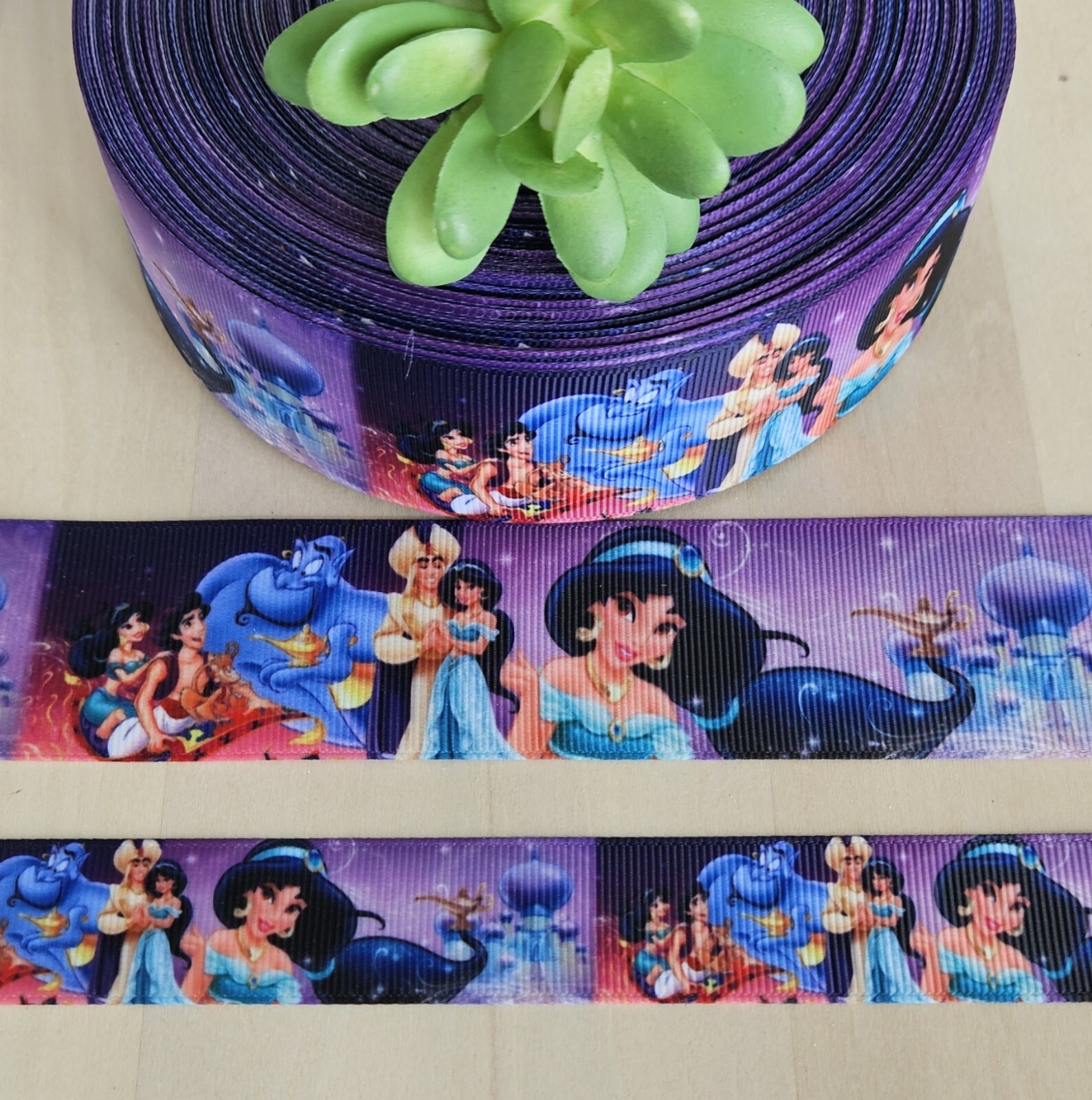 7/8 & 1.5 (1 YD) Aladdin Grosgrain Ribbon Princess Jasmine Magic Carpet Disney