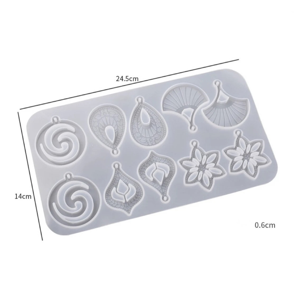 10-Cavity Shiny Earring Pendant Silicone Resin Mold Jewelry Mold