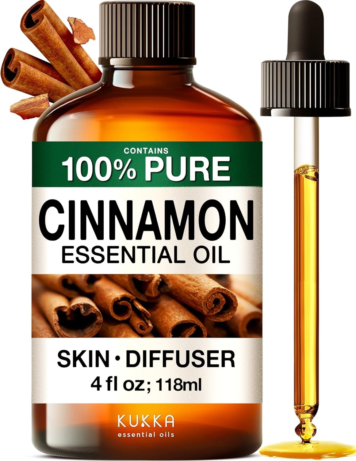lot 2 KUKKA Cinnamon bark Essential Oils 4 Fl Oz for Hair, Skin, Diffuser