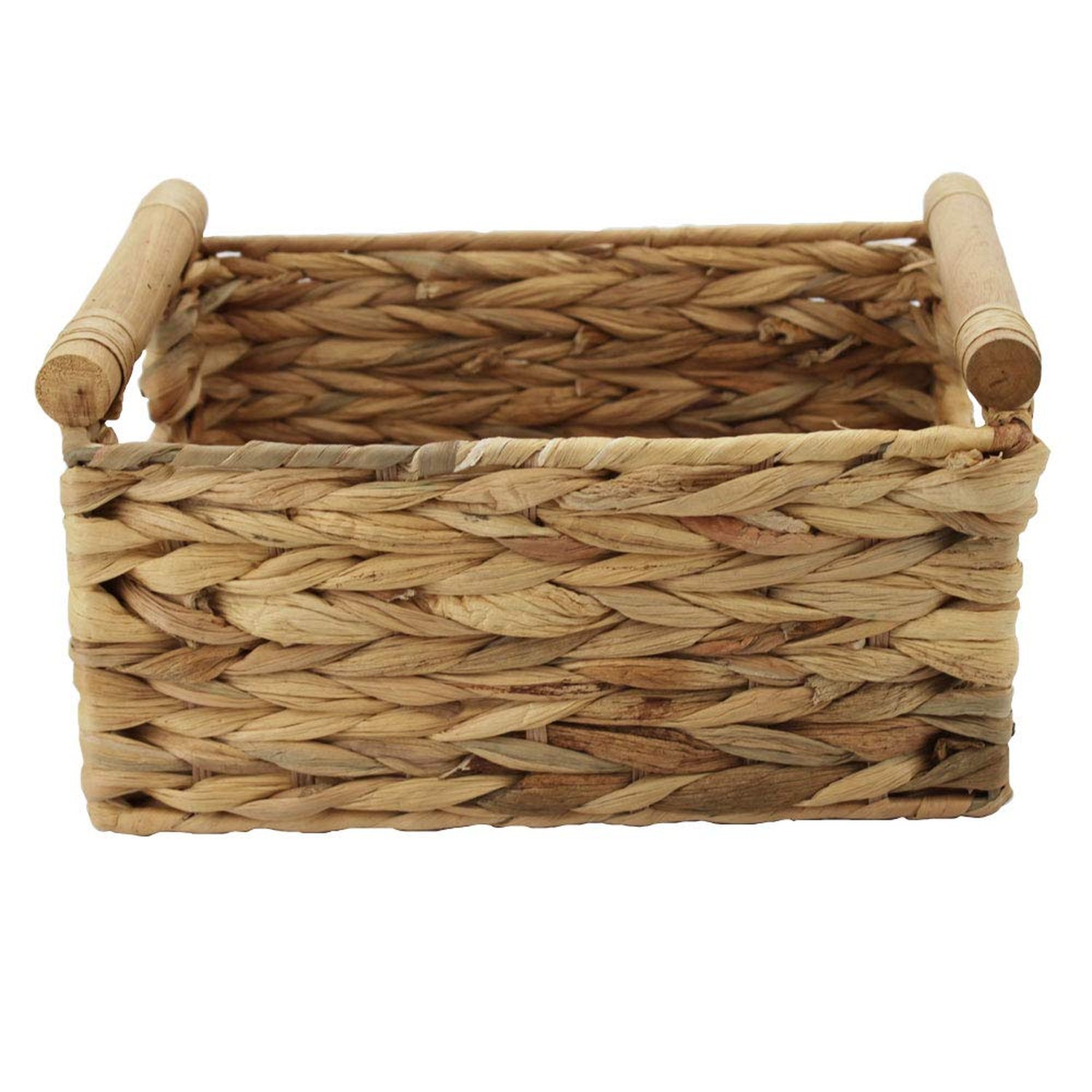 Storage Basket made by Water Hyacinth with Wood Handles, Arts and Crafts. (Sm…