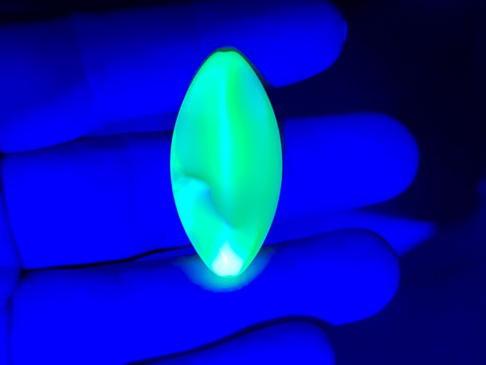 Huge 37x18mm Uranium Glass Bead Pink Green Czech Navette Pressed Glass 1pc