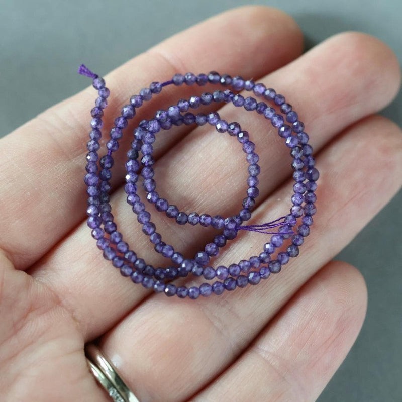 Amethyst Beads 1.8mm 2mm – Faceted Round Gemstone 12.5″