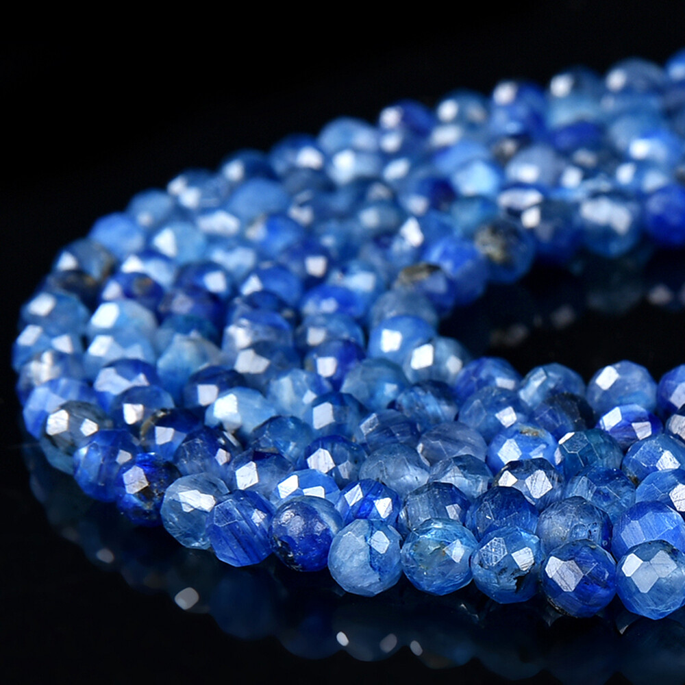 Natural Kyanite Gemstone AAA Micro Faceted Round 2MM 3MM 4MM Beads 15 inch(P101)