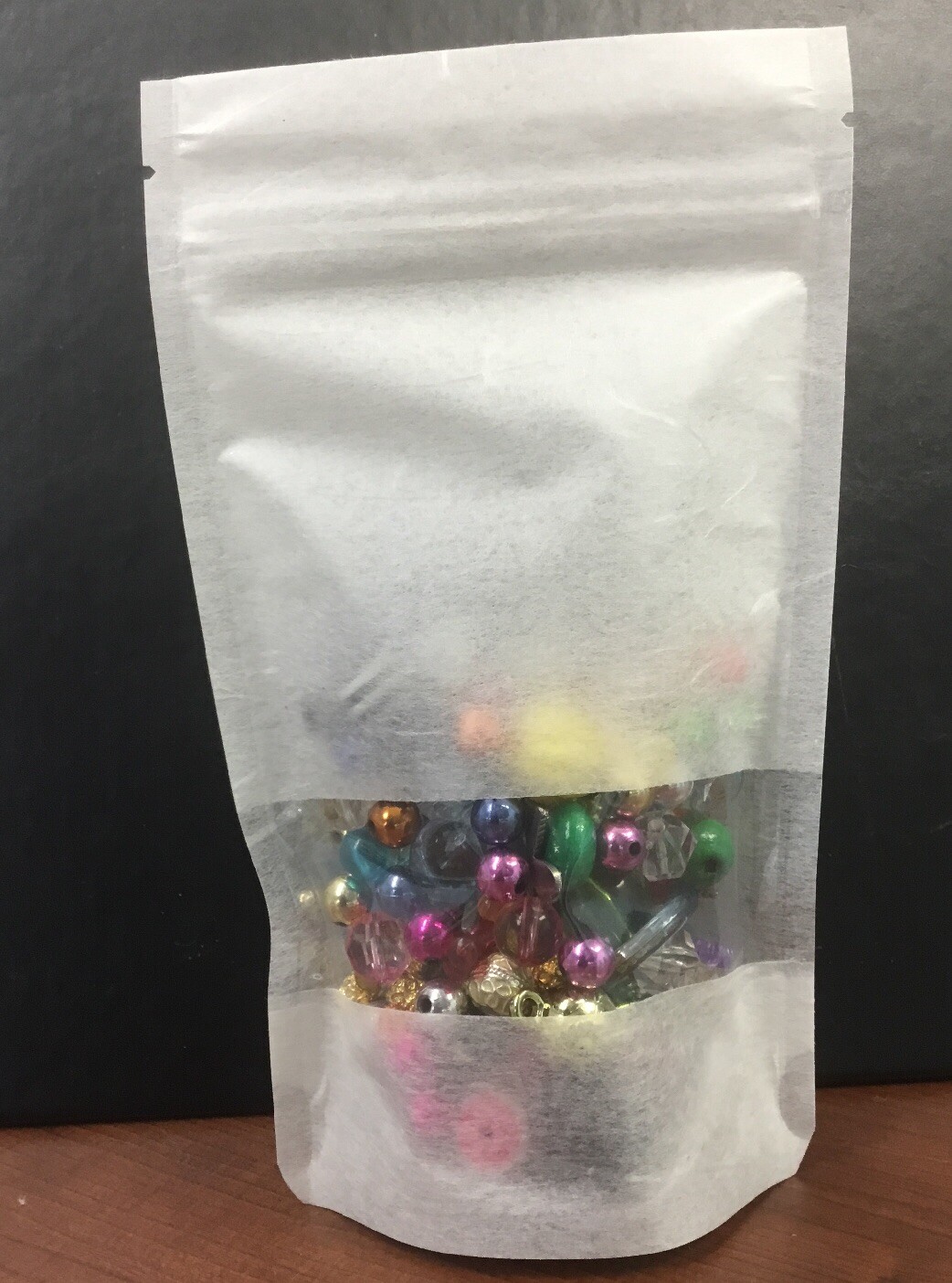 50 2oz White RicePaper Reclosable Zip Bag/window standup Craft Bead Candy Food