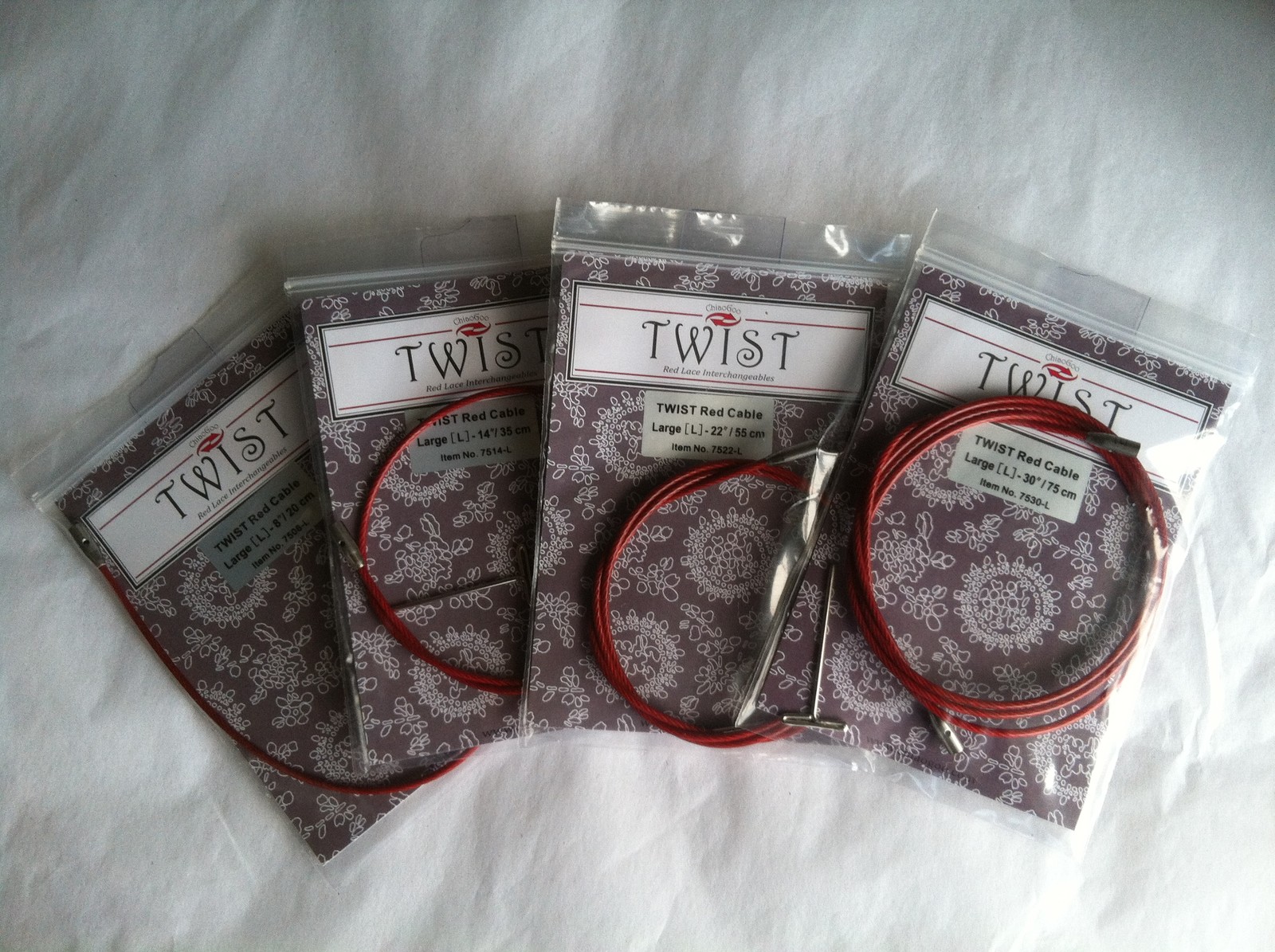 ChiaoGoo TWIST RED Interchangeable Knitting Cables MPN 7508 – 7550