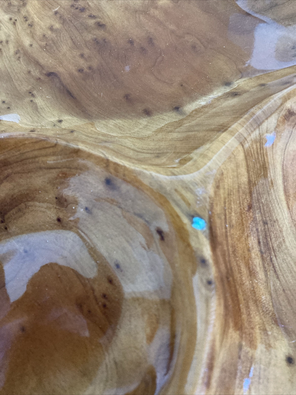 Large 18.5″ HAND MADE Divided LIVE WOOD Serving Tray w/TURQUOISE Accents