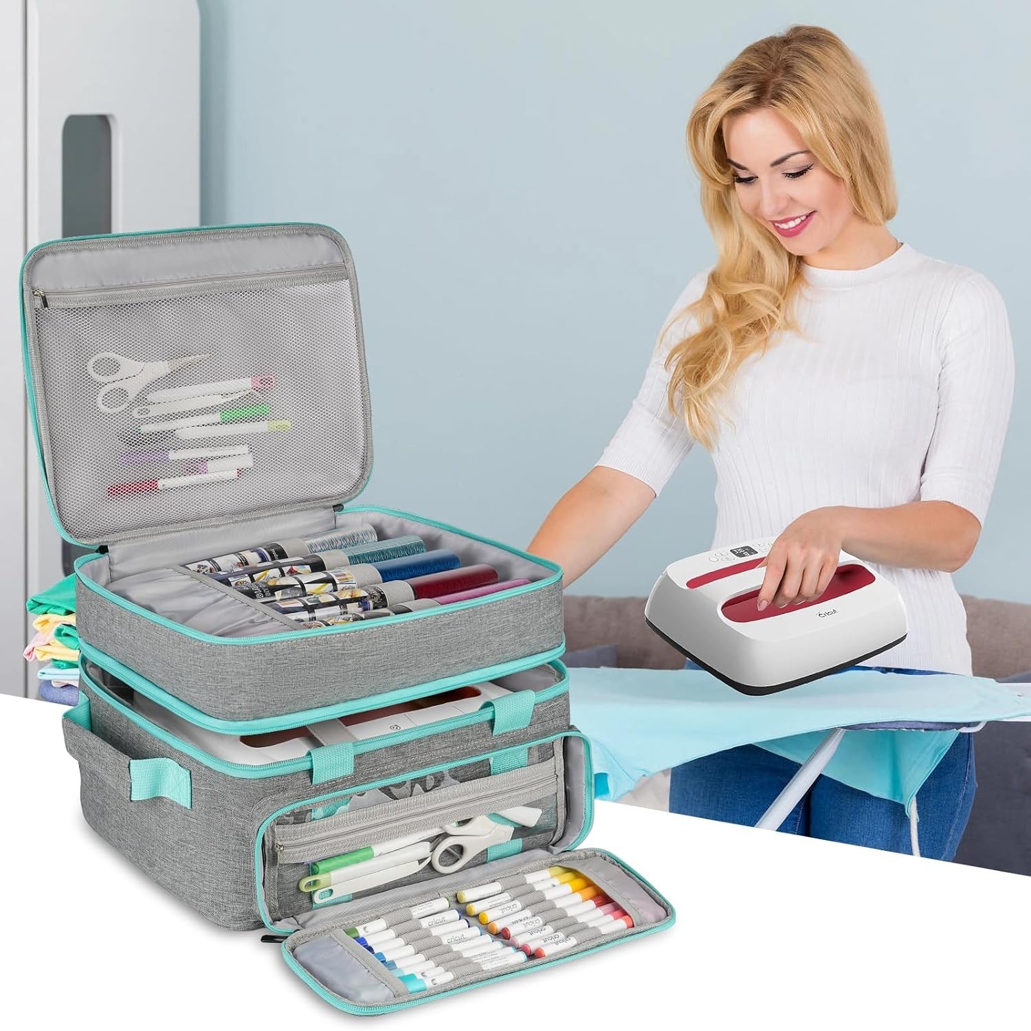 Carrying Case Heat Press Machine Storage Bag for Cricut EasyPress 2/ 3 Htvront
