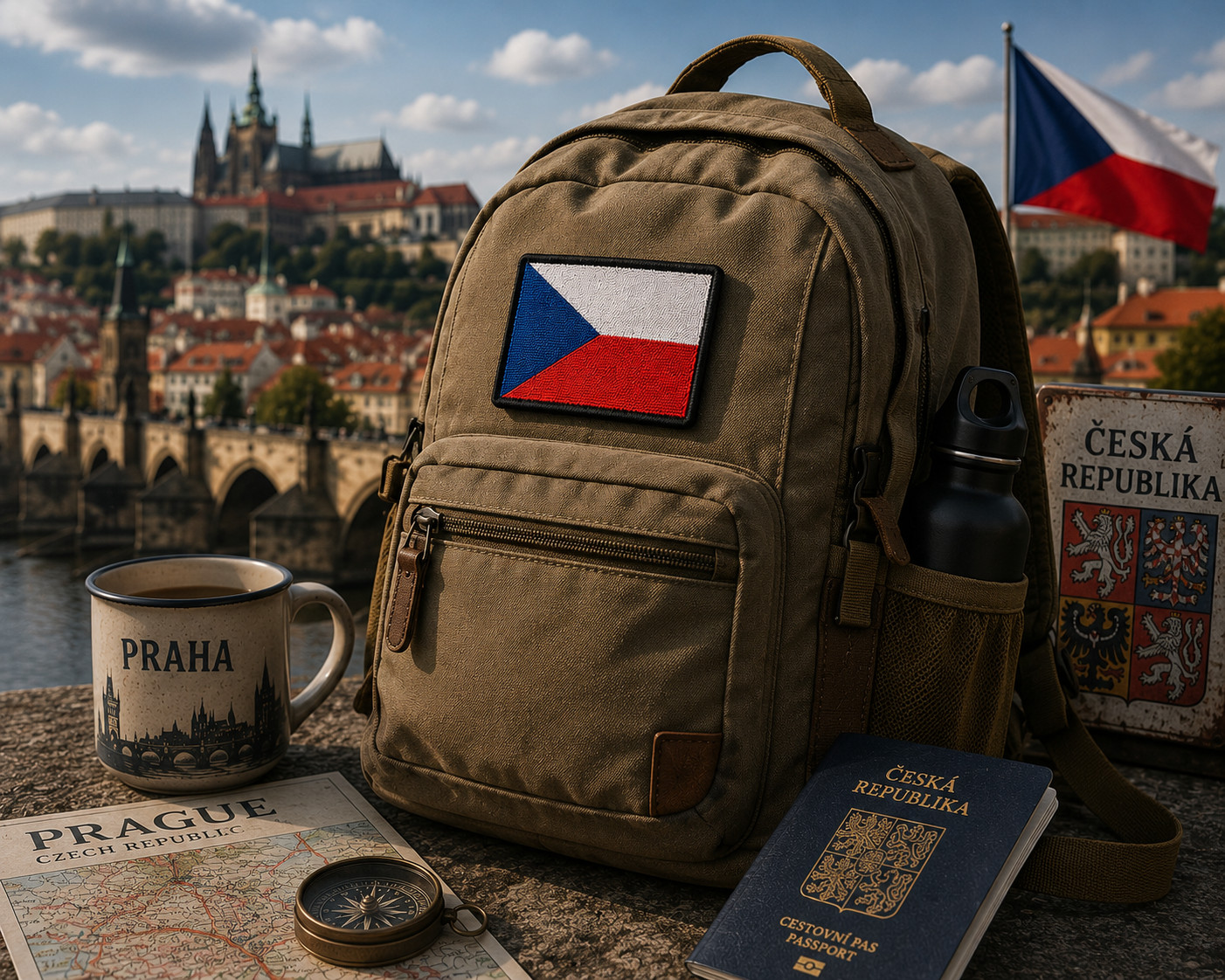 Czech Republic Flag Embroidered Applique Iron-On/Hook & Loop Patch 3″ x 2″