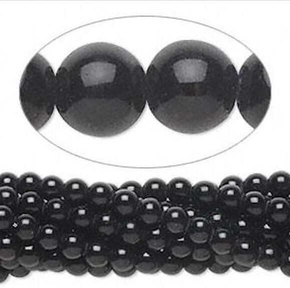 Bead, Black Obsidian Natural 4mm, 6mm or 8mm Round Gemstone Beads 1 Strand