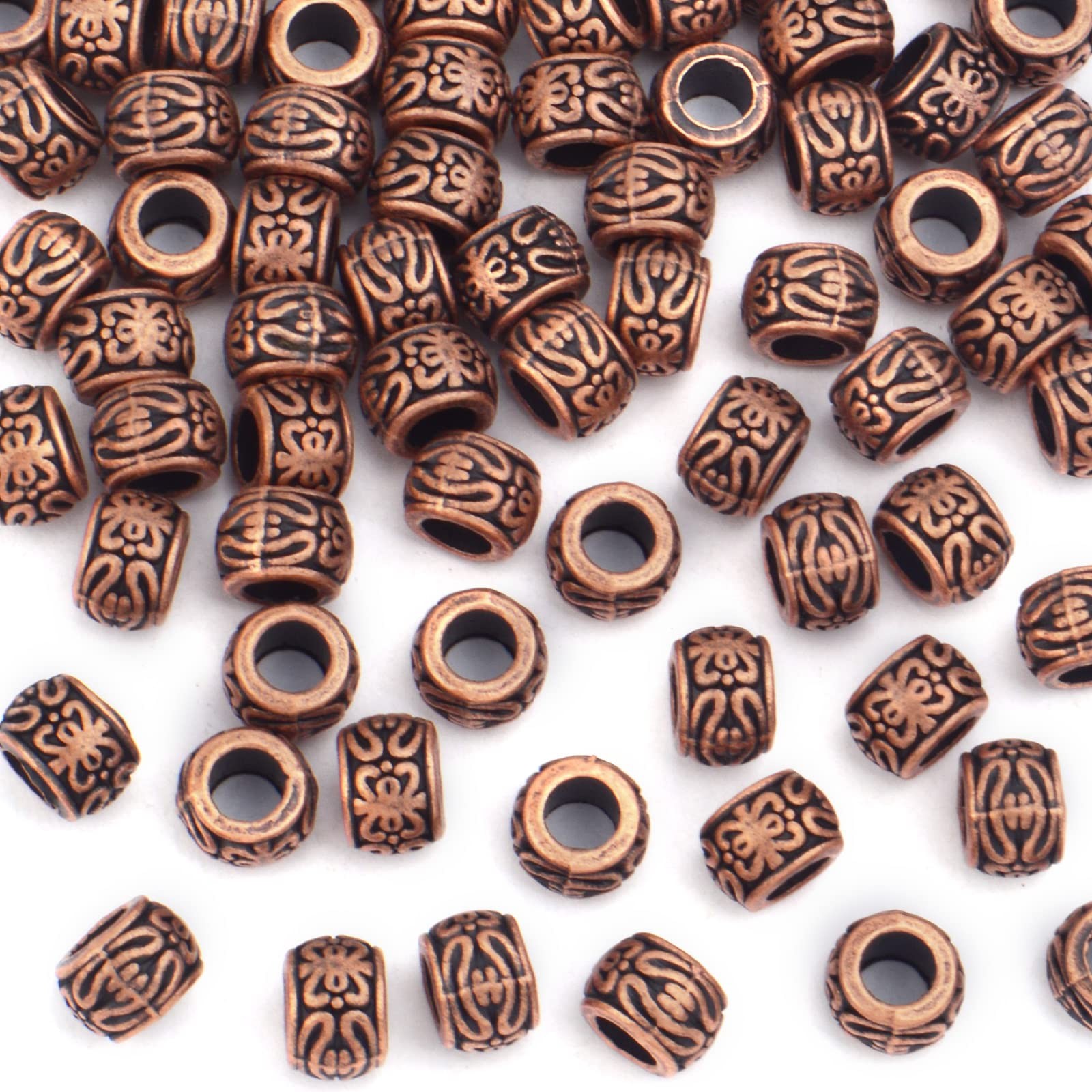 100pcs Large Hole Spacer Beads Tibetan Alloy European Rondelle Spacers Vintag…