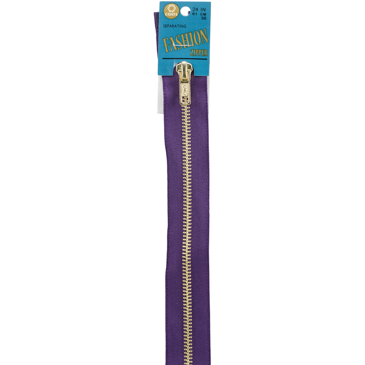 Coats F25F 24-0098 24 in. Fashion Metal Brass Separating Zipper, Purple