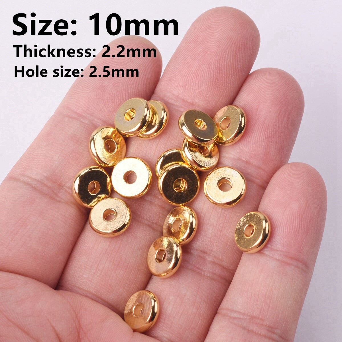 Flat Gold/Silver/Rose Gold Round 4/5/6/7/8/10/12/14mm Brass Metal Loose Beads