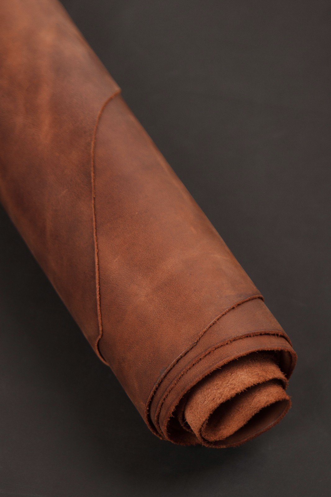 Premium Rustic Brown Aniline Full Grain Leather Hide 1.4mm (3oz) Genuine Leather