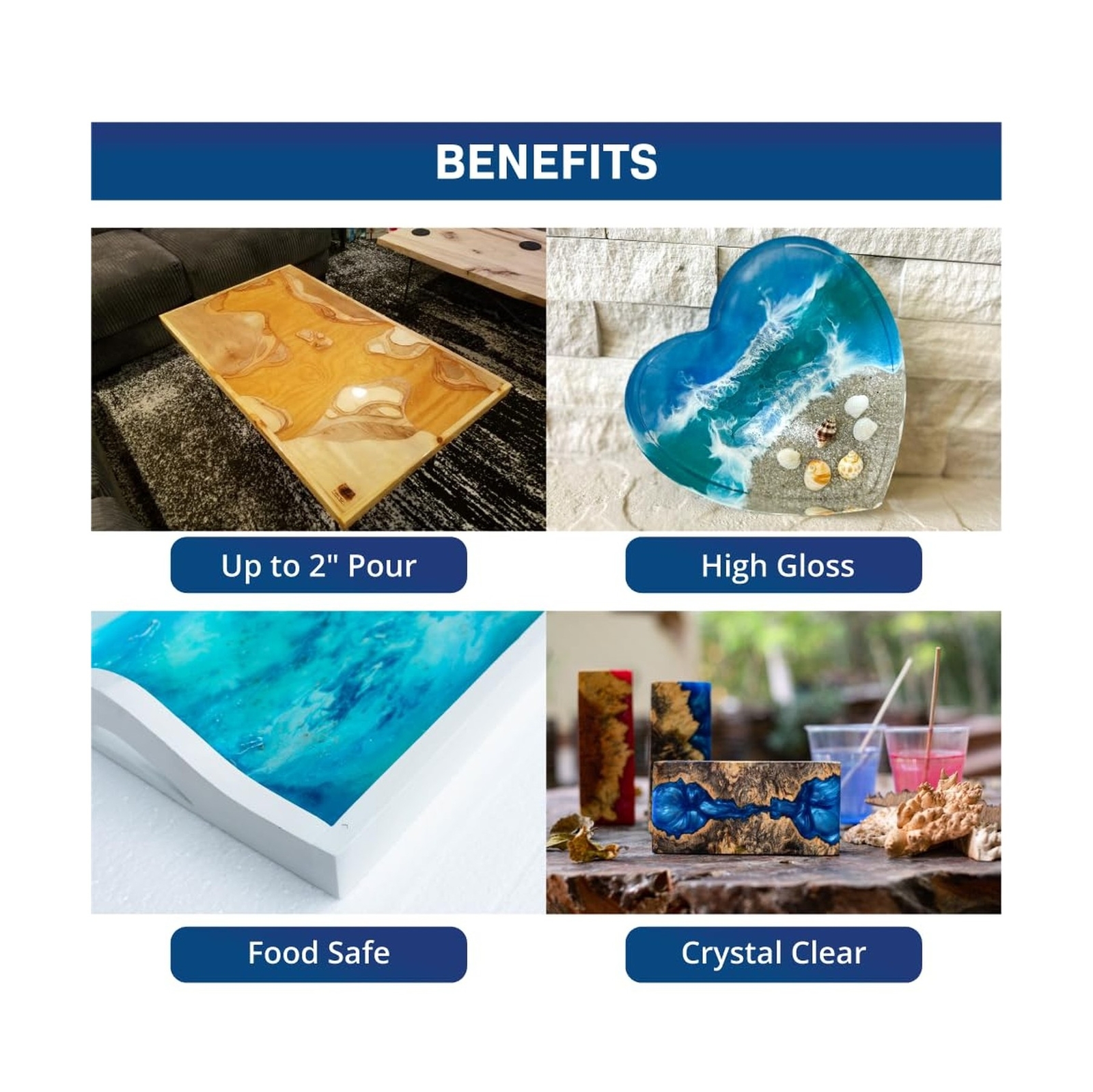ProGlas 1105 Deep Pour Epoxy Resin Kit – 3 Gallon – Premium 2:1 Ultra Clear L…