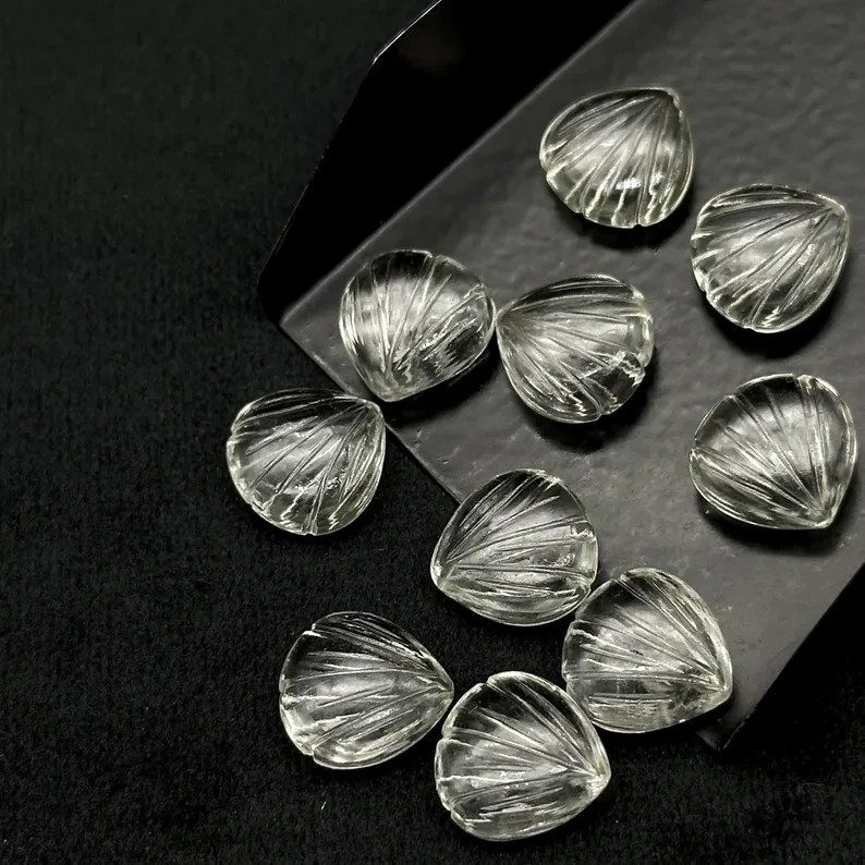 5Pcs Natural Crystal Quartz Carved Shell Shape Beads, 12 MM Shell Beads, Carved