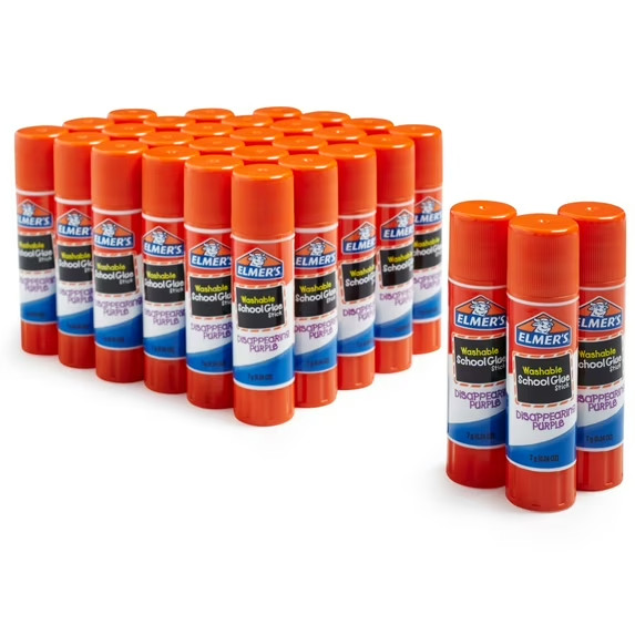 Elmer’s Disappearing Purple School Glue Sticks, Washable,7 Gram,30 Count(2 pack)
