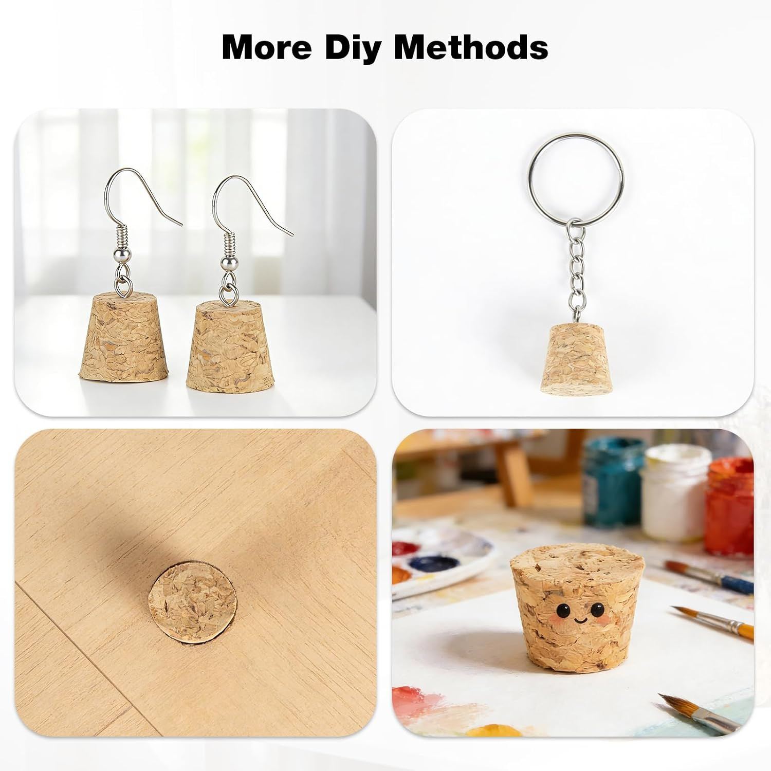 30 Pcs Natural Corks Stoppers for Bottles, Assorted Sizes Tapered Cork Plugs