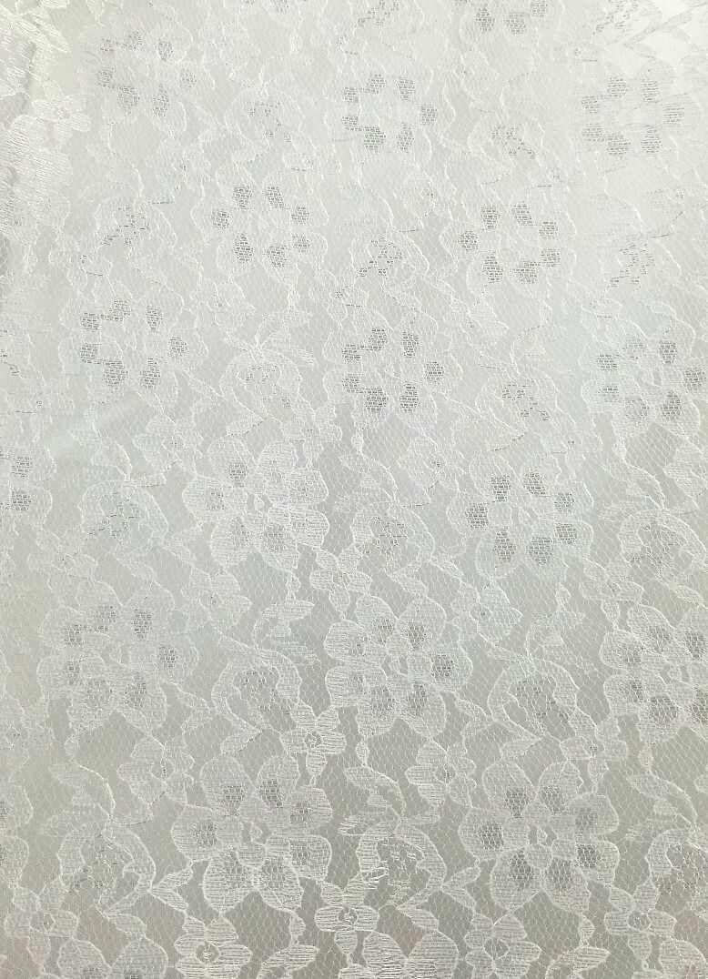 White Sheer Mesh Floral Pattern Raschel Lace 60″ Polyester Fabric By The Yard