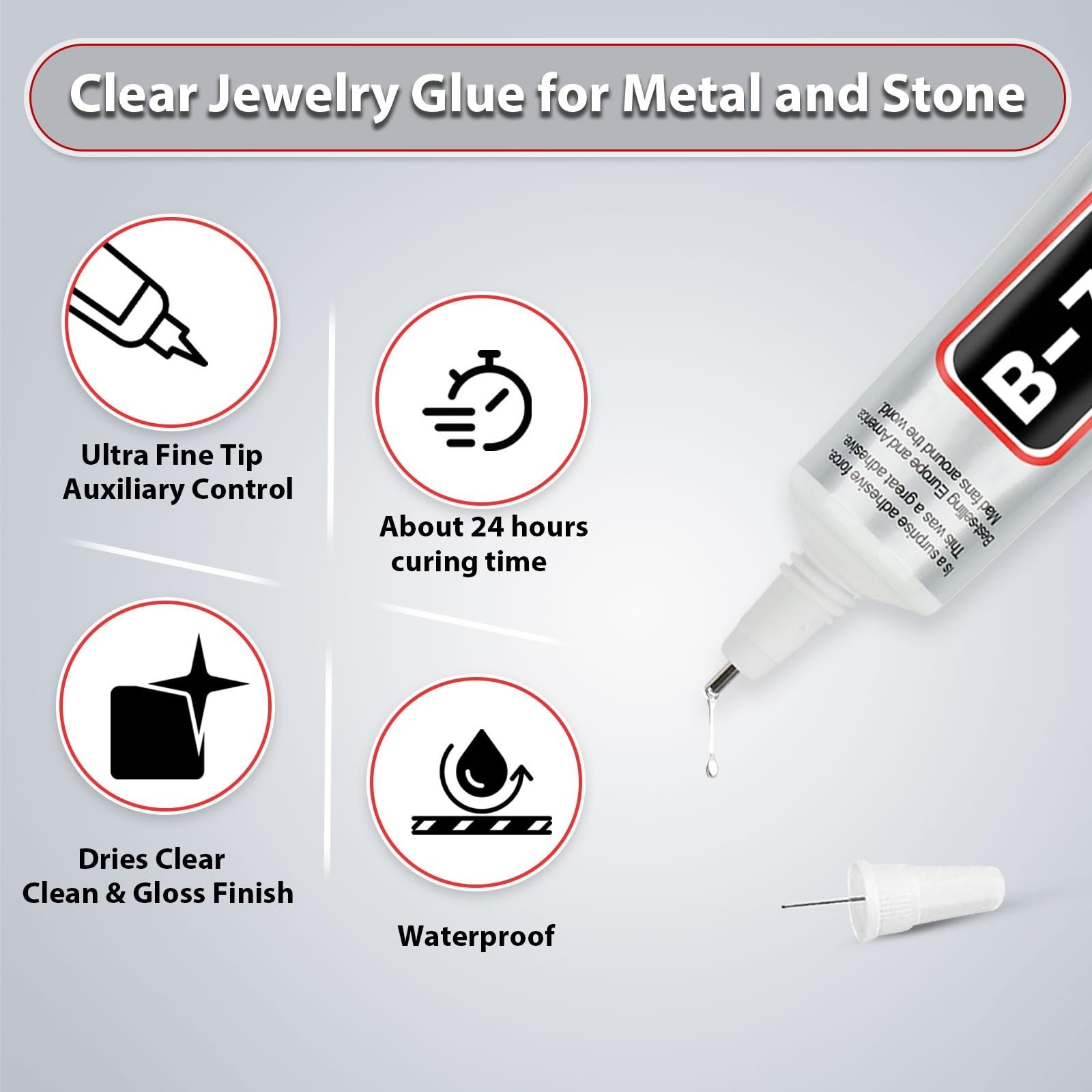 Jewelry Glue for Metal and Stone: 2PCS 10ML 0.3fl.oz Bead Adhesive for Making…