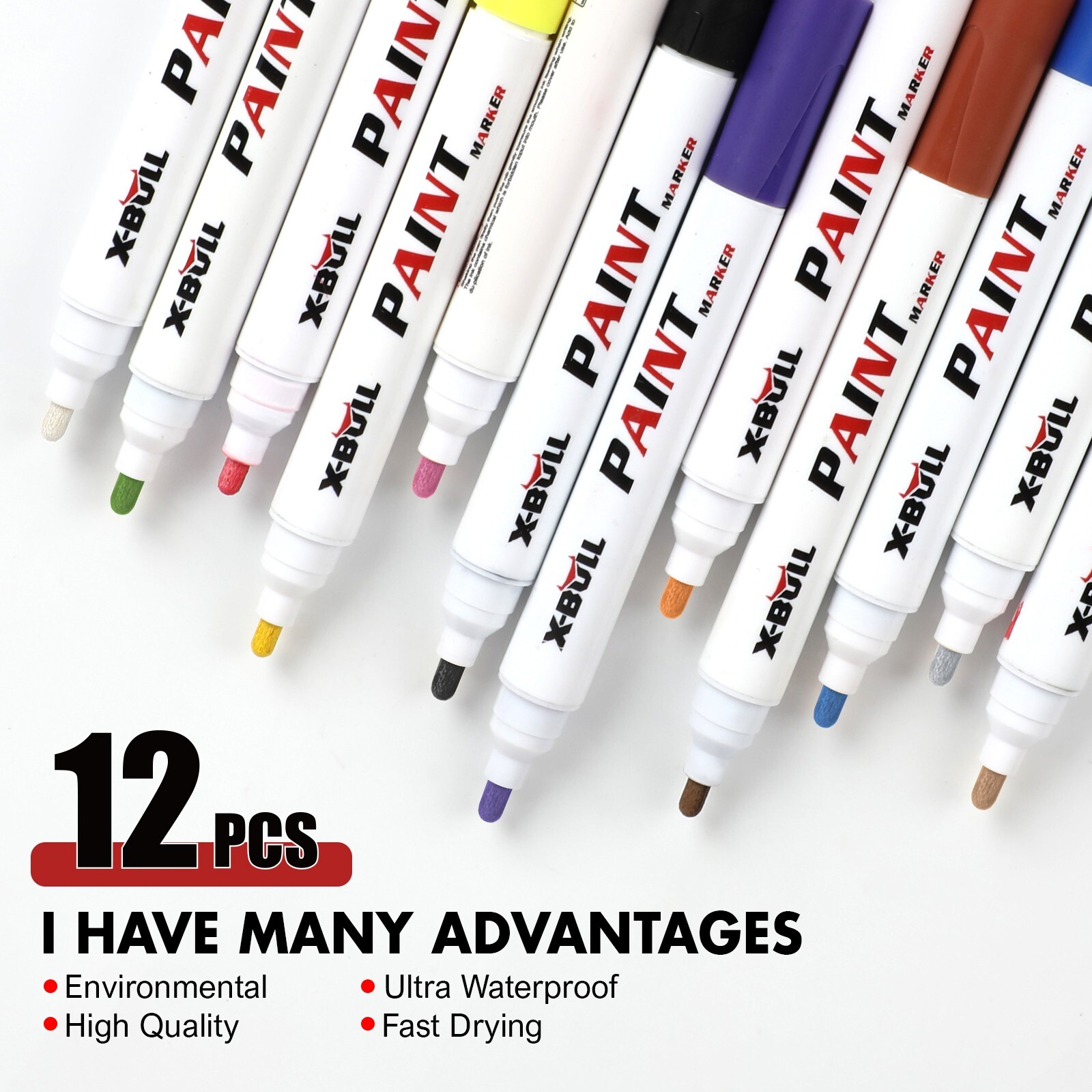 12Pcs Waterproof Permanent Paint Marker Pen For Car Tire Tread Rubber Metal