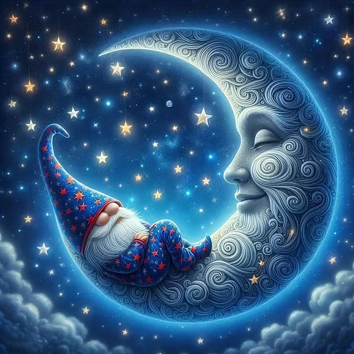 VCLKDIY Gnome Moon Star Diamond Art Kits for Adults, 5D