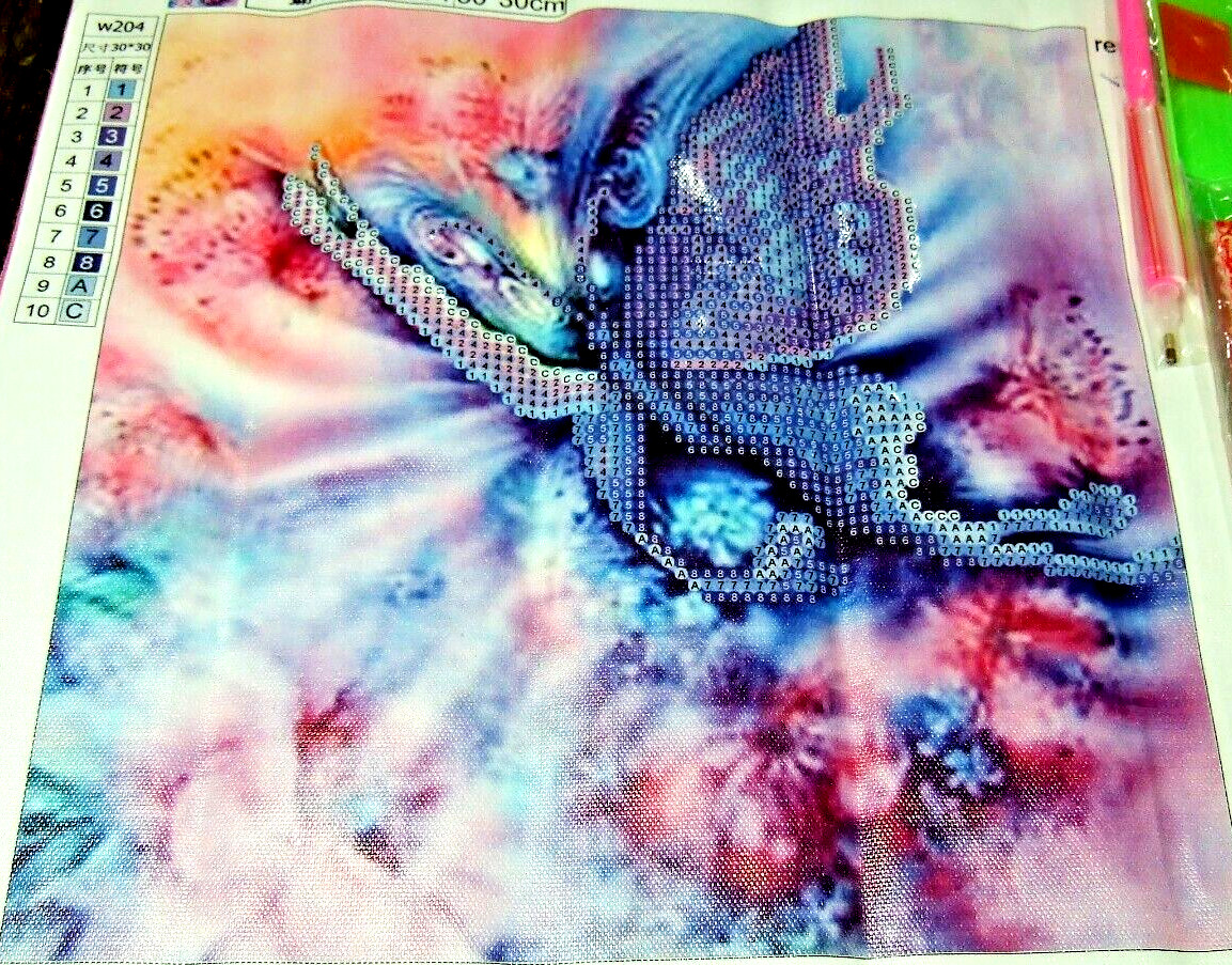 Pastel Purple Butterfly 3D Round Diamond Cross Stitch Painting Kit – NIP (#177)