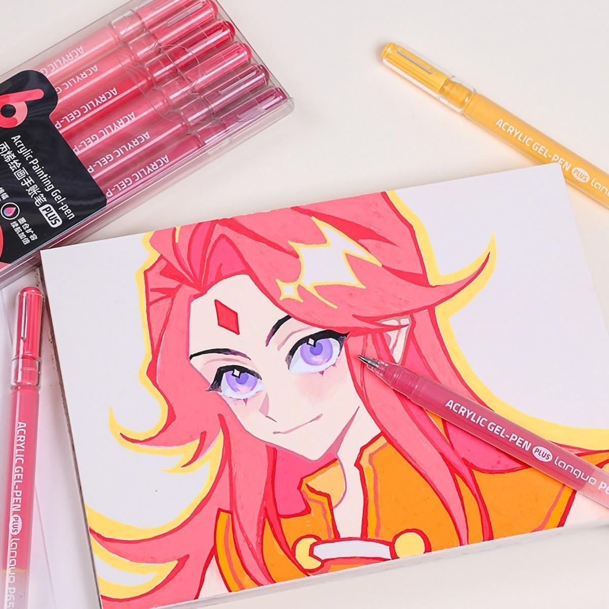 6 Colors Acrylic Gel Pens Set, 1.0mm Extra Fine Tip Paint Markers