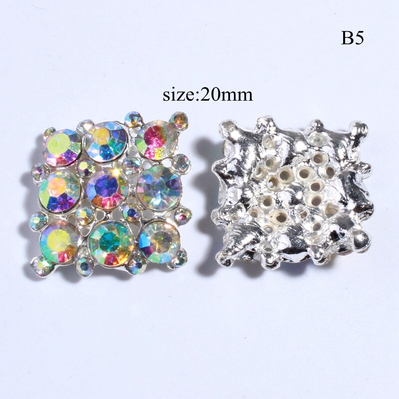 15PCS 20MM Fashion Silver Artificial Crystal Metal Crown AB Color Plating