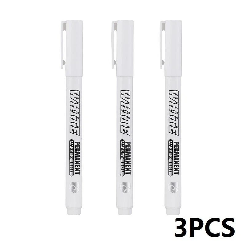 3pcs White Waterproof Permanent Paint Marker Pens for Metal Wood Fabric