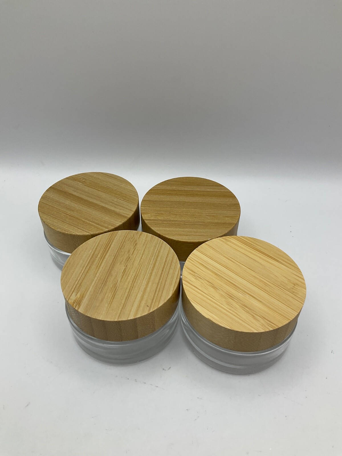 4pcs Empty 1 OZ/30ML Round Clear Glass Jars with Bamboo lids