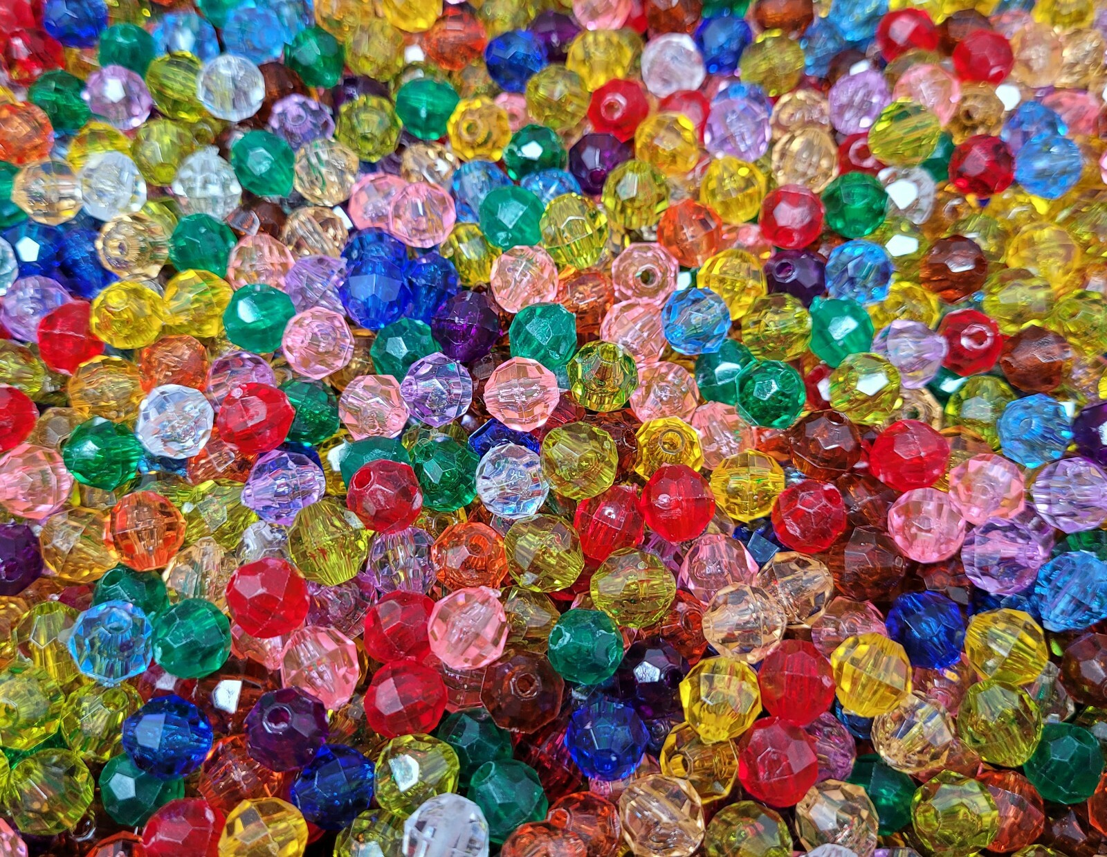Lot of 500 pcs 8mm Assorted Colors Round Crystal Faceted Plastic Craft Beads