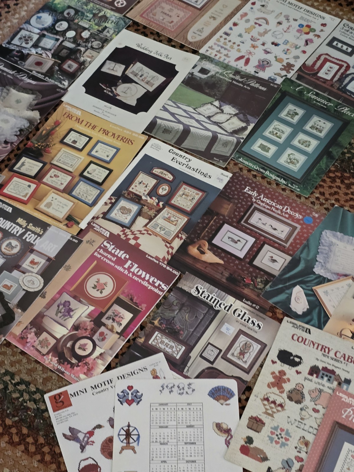 Huge Vintage Lot Of Needlepoint Embroidery 20+ Books, Tons Of Patterns, Supplies