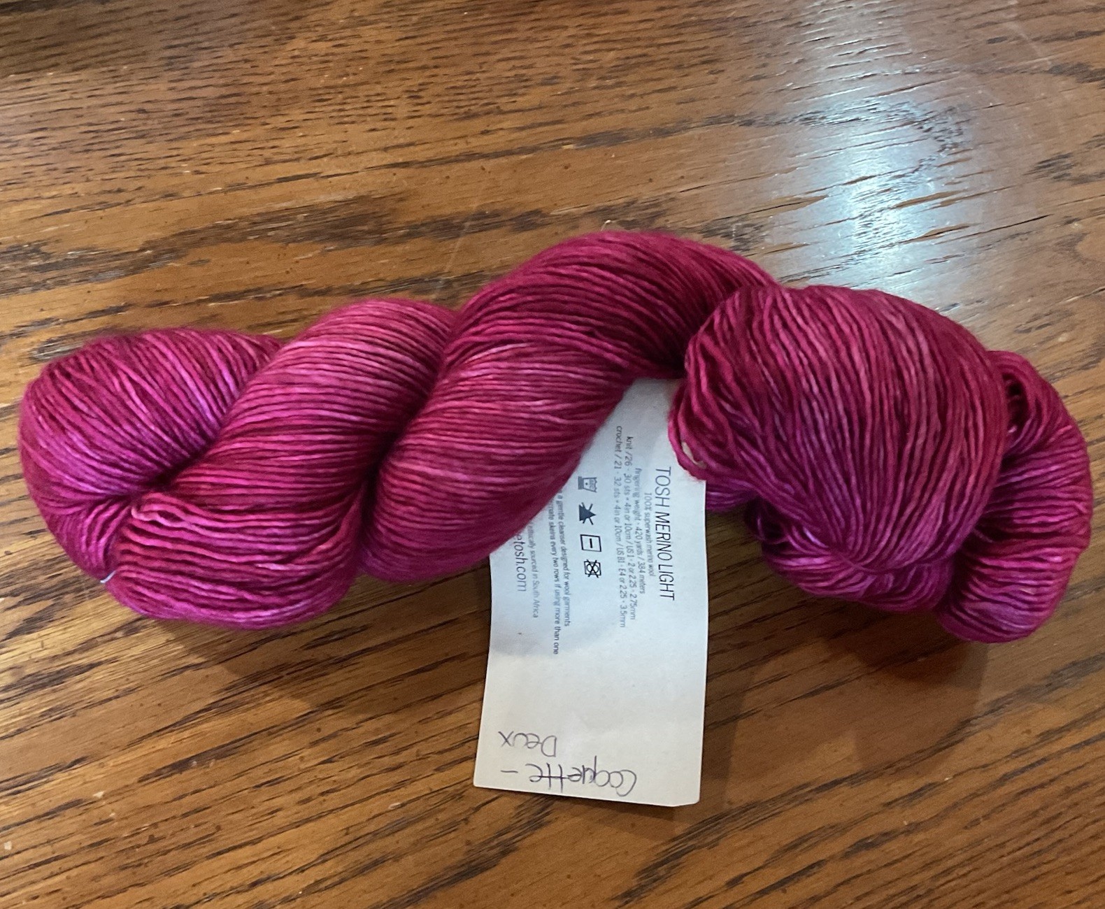 Madeline Tosh handdyed Maroon Varies Lt Mauve to Rich Red Superwash Merino Wool