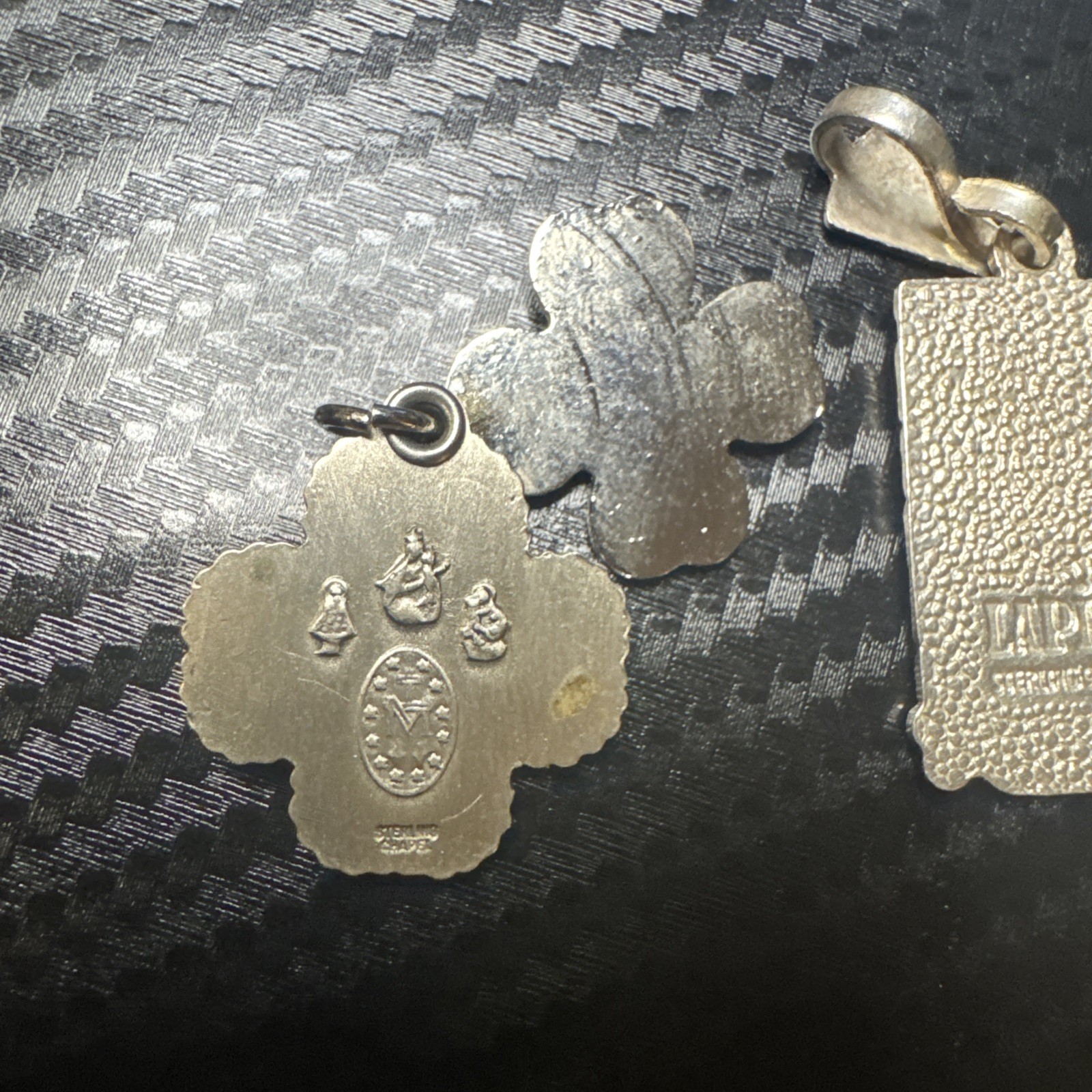 Sterling Silver Charm Pendant Medals – 4-Way Clover & Mayan Hieroglyphic Symbols