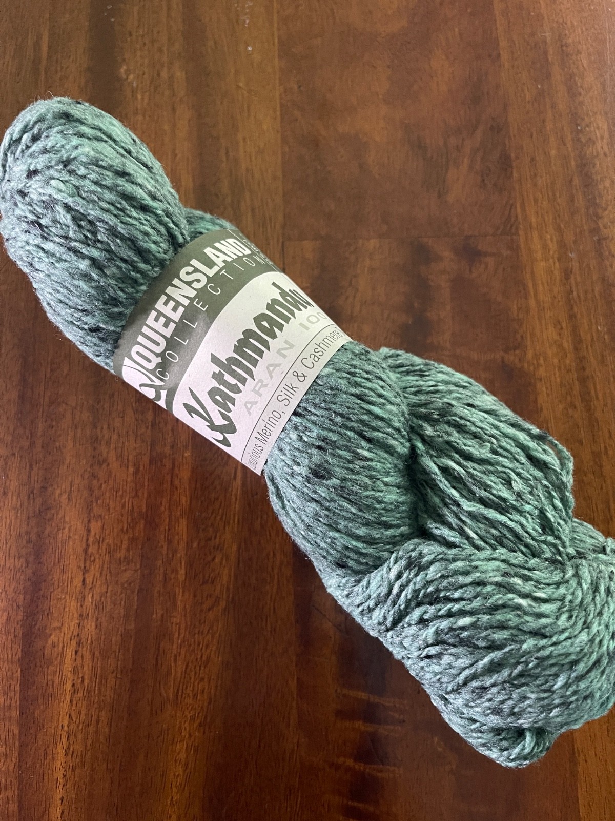 Queensland Kathmandu Aran 100 Merino Silk Cashmere Tweed Yarn #46 Viridian 208yd