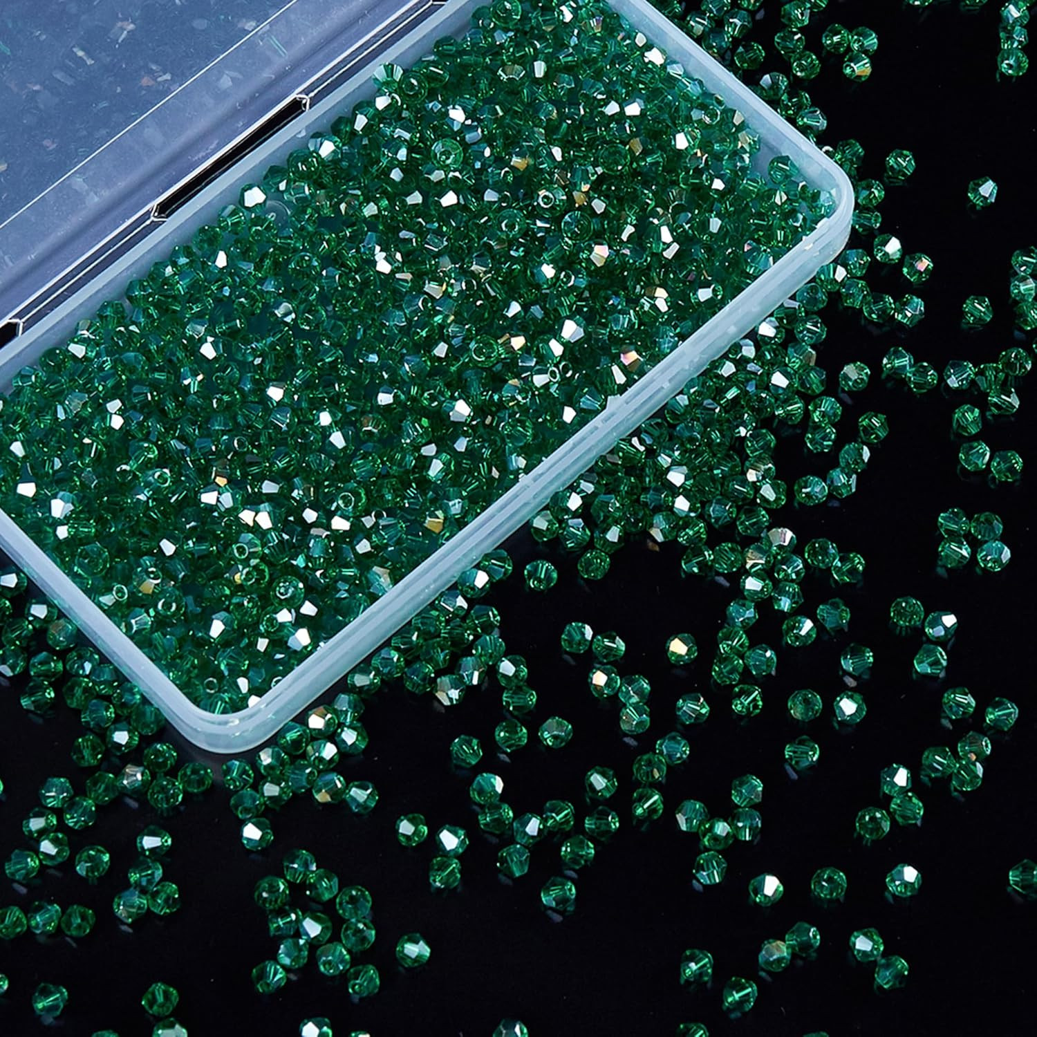 1100PCS 4mm Bicone Crystal Glass Beads for Jewelry Making, Sparkling Mini Beads