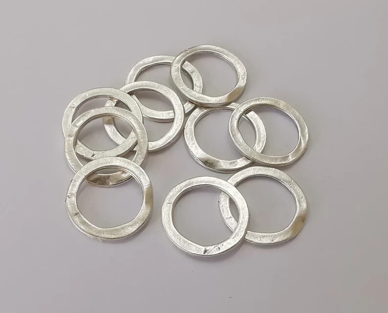 10 Pcs Silver circle disc connector findings Antique silver plated (18mm) G25694